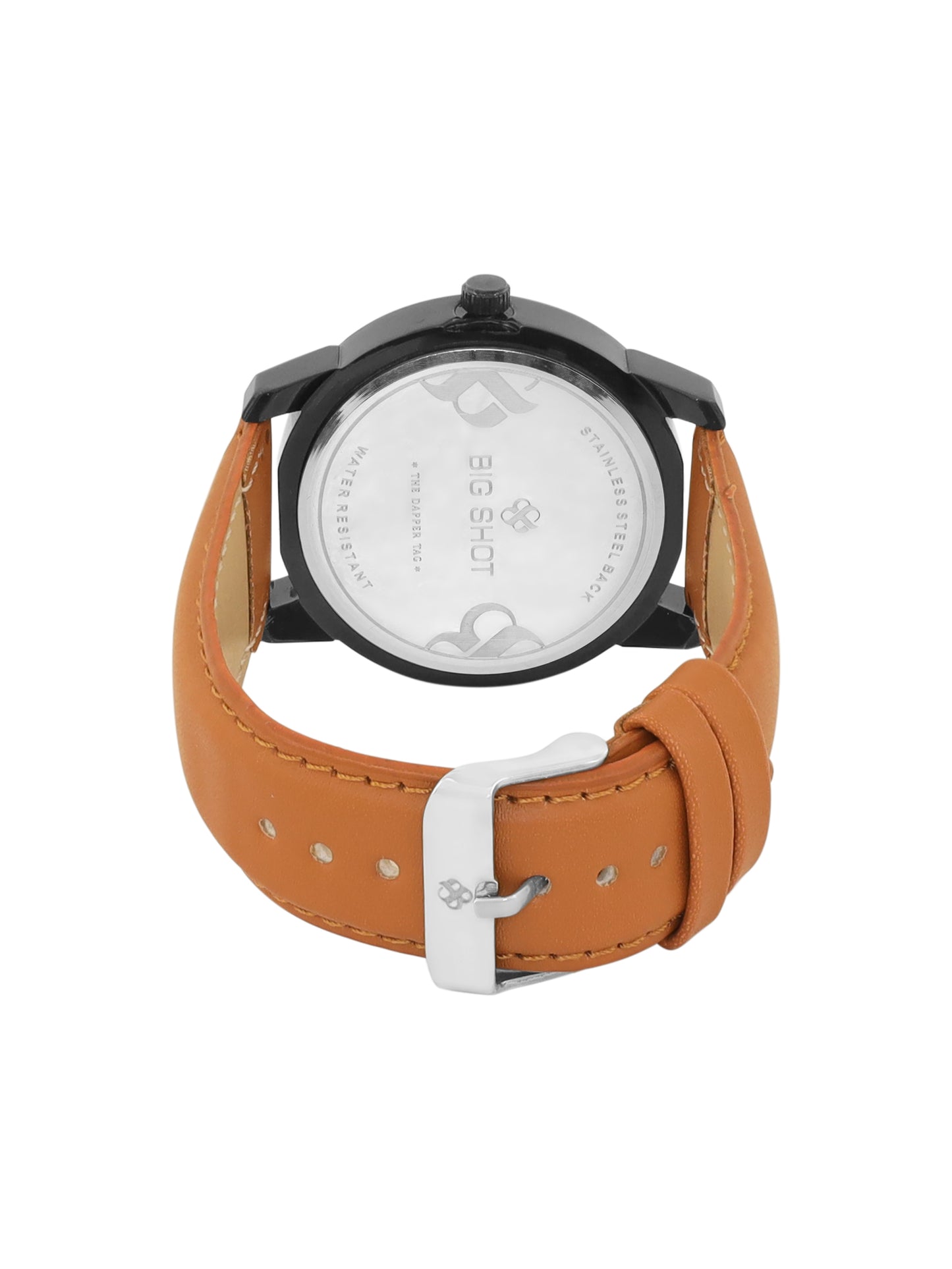 Big Shot Men’s Black Textured Dial with Brown Leather Strap Analog Watch - For Men BSM008B