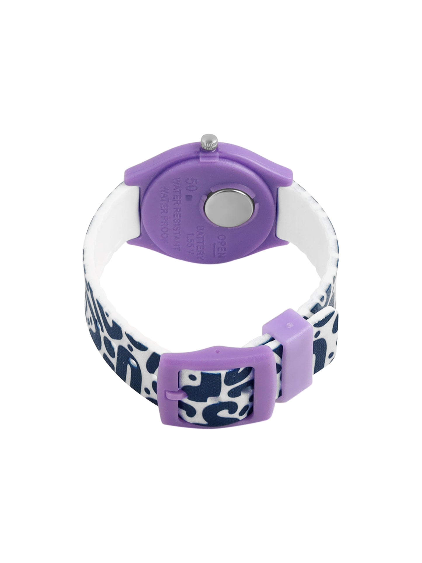 Kids’ White Dial Analog Watch with Purple Case & Panda Print Silicone Strap - JJ237