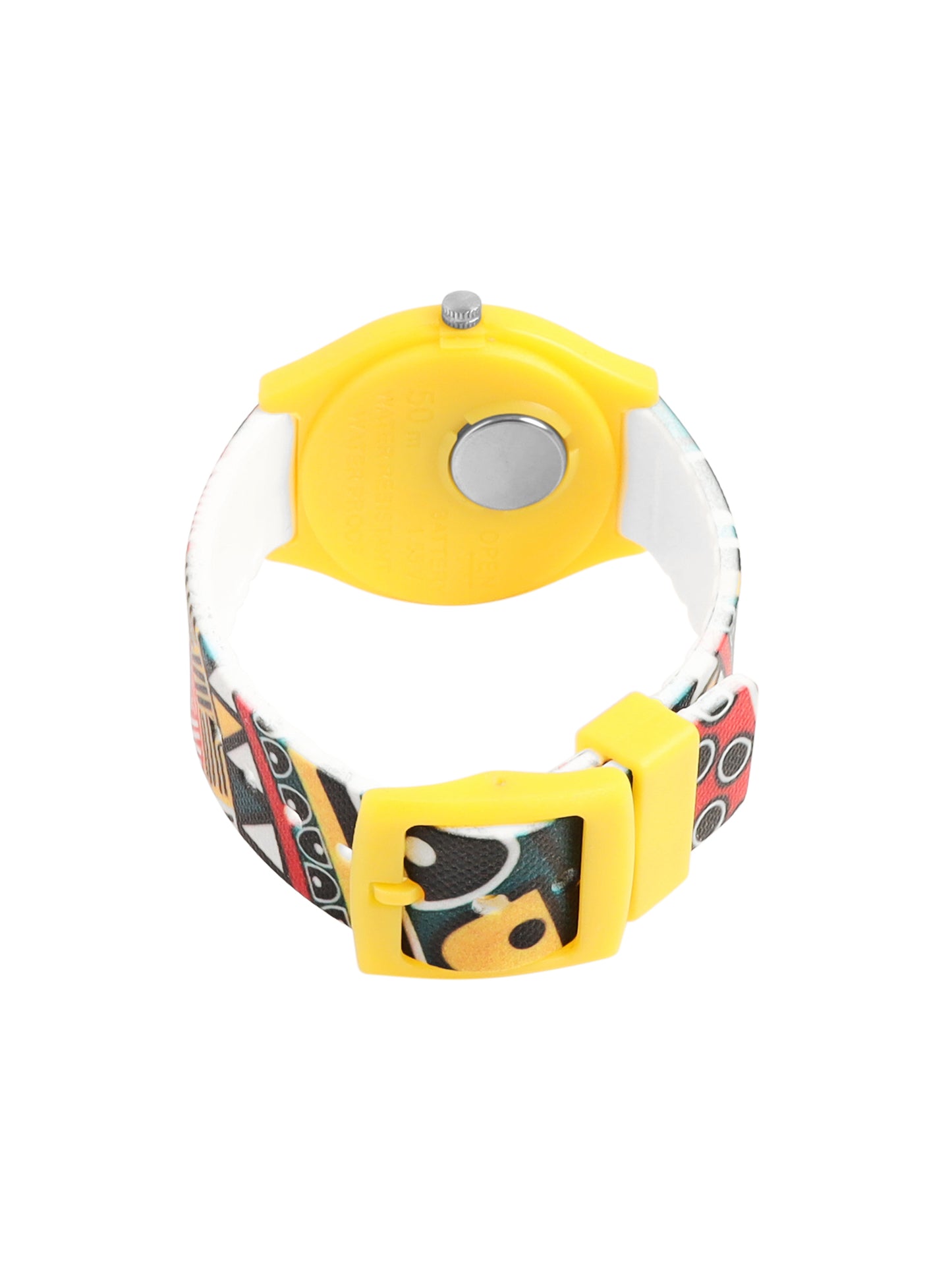 Kids’ Yellow Hindi Alphabet Theme Analog Watch with Colorful Silicone Strap - JJ214