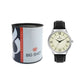 Men’s Cream Dial with Black Leather Strap Analog Watch - BSM064D