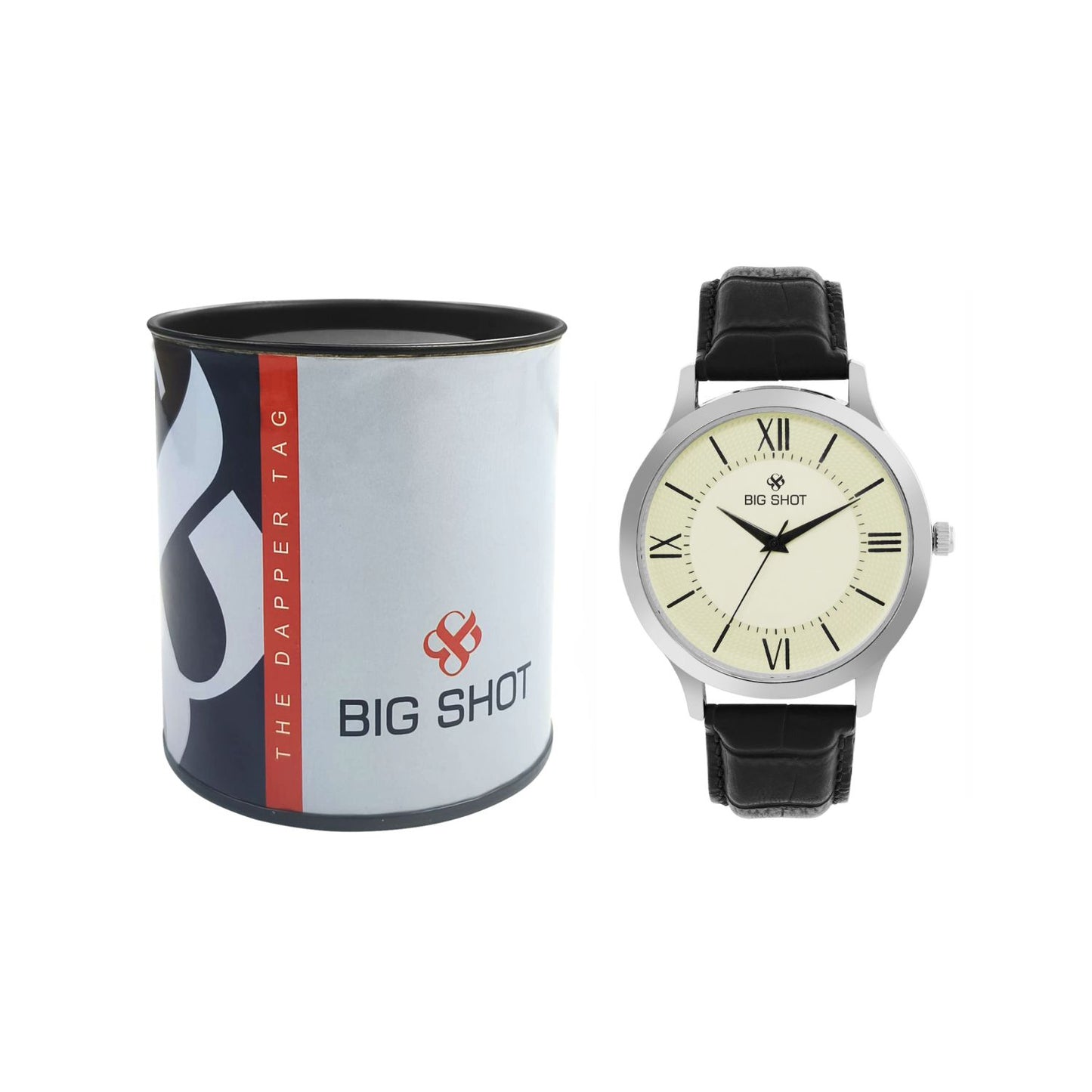 Men’s Cream Dial with Black Leather Strap Analog Watch - BSM064D