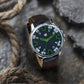 Men’s Black Dial with Green Accents and Black Leather Strap Analog Watch - BSM073G