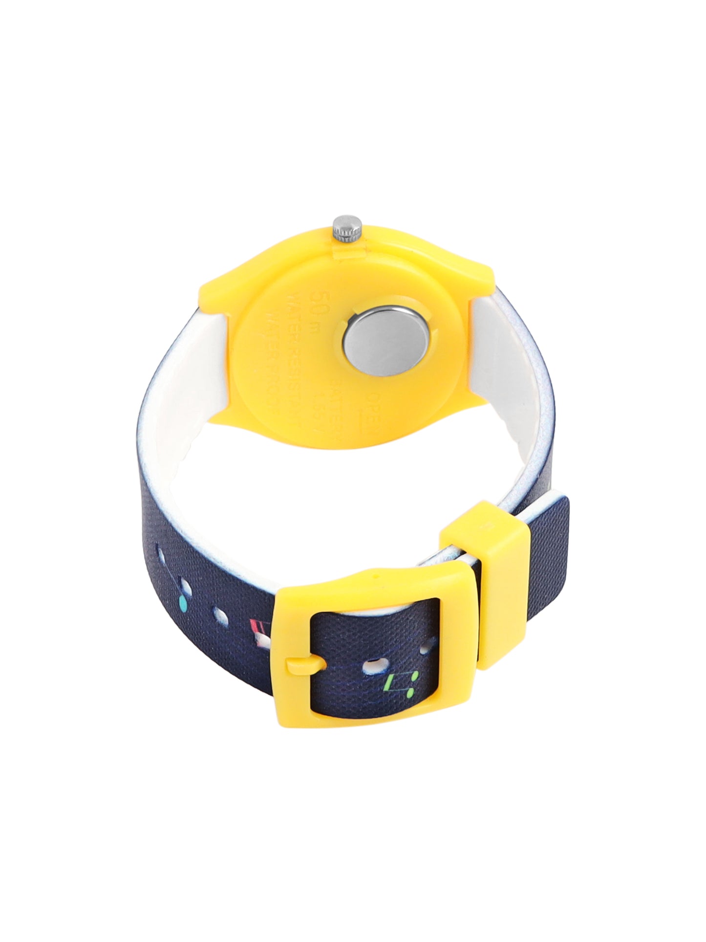 Kids’ Black Dial Analog Watch with Musical Notes Silicone Strap - JJ208