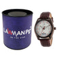 Men Brown Case, White Dial with Date Display, Brown Croco Leather Strap LWM113L