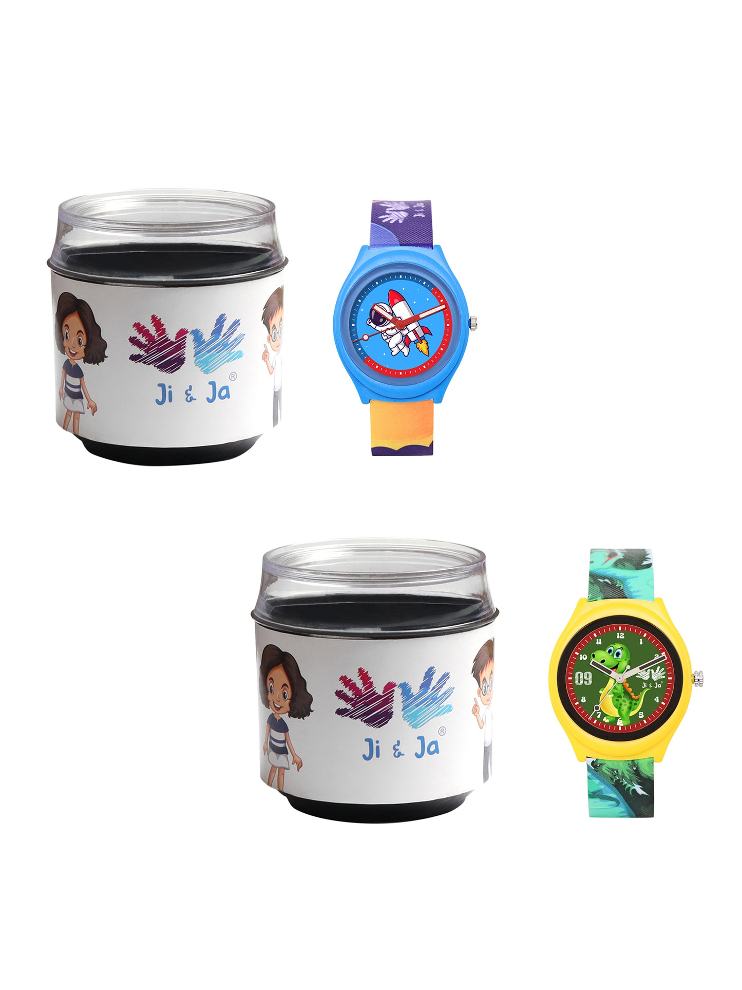Kids’ Combo Pack Analog Watches – Astronaut Rocket Theme & Dinosaur Design - JJ115120