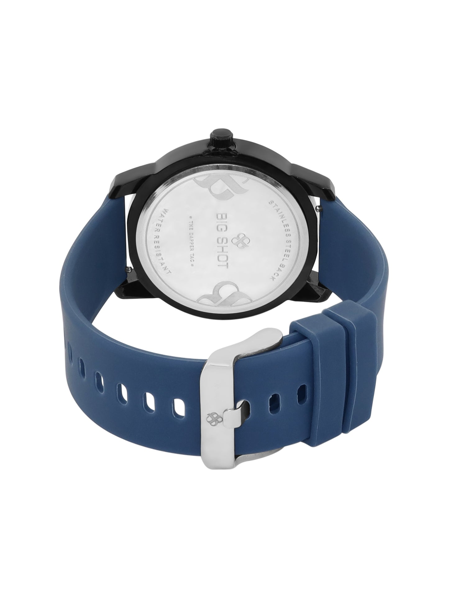 Men’s Analog Watch – Grey Textured Dial with Blue Strap & Blue Hands - BSM008C
