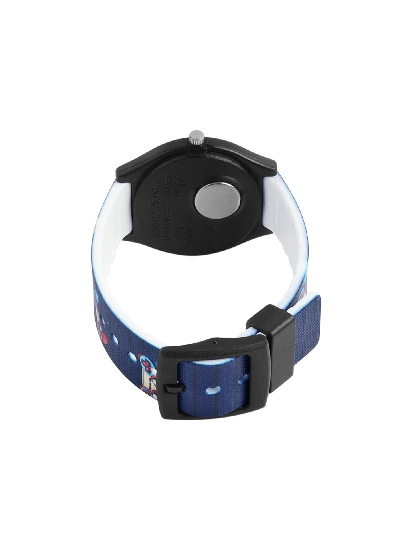 Kids’ Black Dial Analog Watch with Gaming Print Silicone Strap and Black Case - JJ202