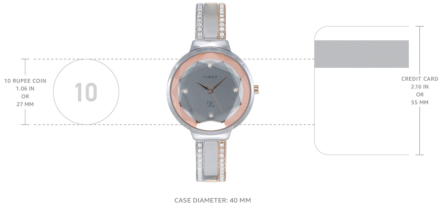 Analog Watch Fria Women Silver Round  - TWEL13400