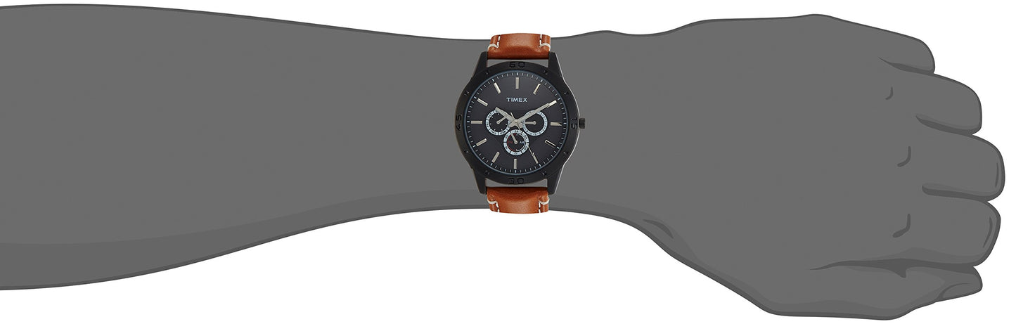 Analog Black Dial Men's Watch-TW000U913 Genuine Leather, brown Strap