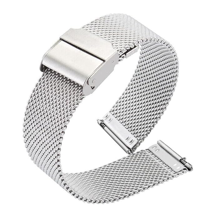 Quick Release 20 mm Silver Mesh Strap for Analog & Smart Watches