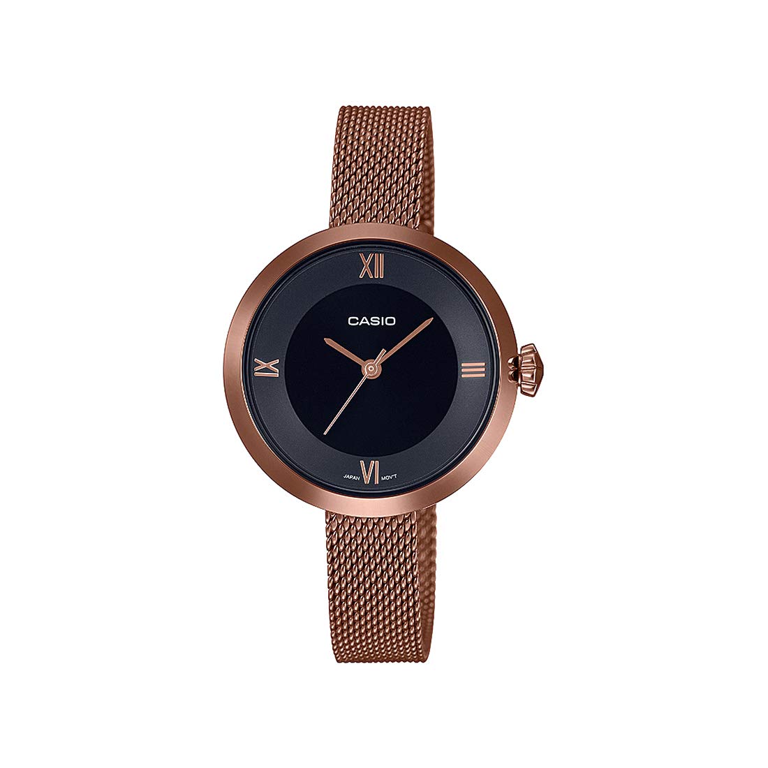Metal Enticer Analog Black Dial Women Ltp-E154Mr-1Adf ( A1853 ), Band Color-Rose Gold