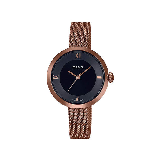 Metal Enticer Analog Black Dial Women Ltp-E154Mr-1Adf ( A1853 ), Band Color-Rose Gold