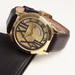 Men's Gold Brown Leather Strap Date Watch KLMO80I