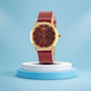 Women's Gold Case, Red Dial, Red Leather Strap Watch LWW116A