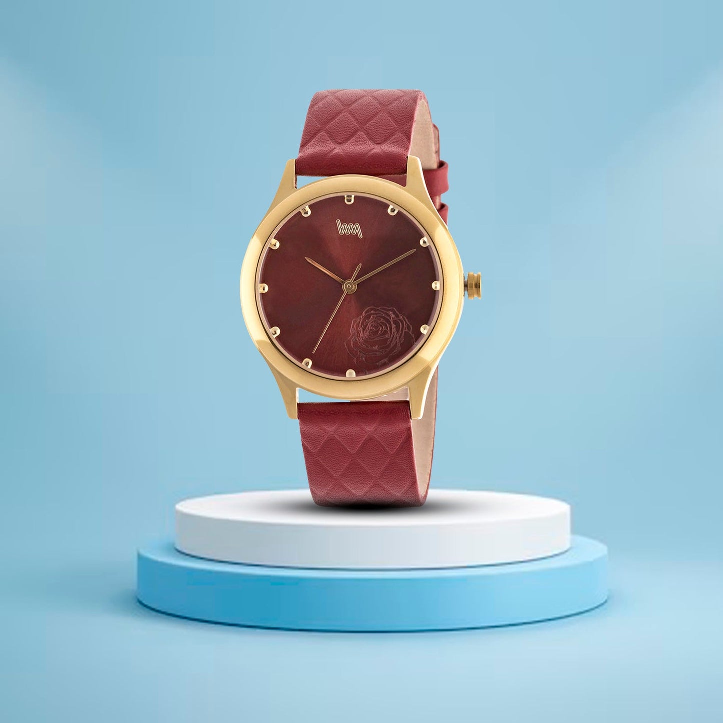 Women's Gold Case, Red Dial, Red Leather Strap Watch LWW116A