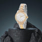Women's Two Tone Gold Silver Bling, Silver Dial, Two Tone Gold Silver Diamond studded Solid Link Bracelet Watch LWWI106F