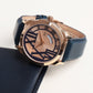 Men's Rose Gold Blue Leather Strap Date Watch KLMO80G
