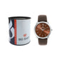 Men’s Brown Dial Analog Watch with Dark Brown Leather Strap - BSM004A