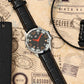 Men’s Sporty Black Dial Analog Watch with Orange Accents & Black Leather Strap - BSM073C