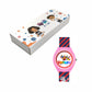 Kids’ Rainbow Theme Analog Watch with Pink Case and Striped Strap - JJ226
