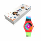 Kids’ Red Dial Analog Watch with Multicolor Silicone Strap - JJ210