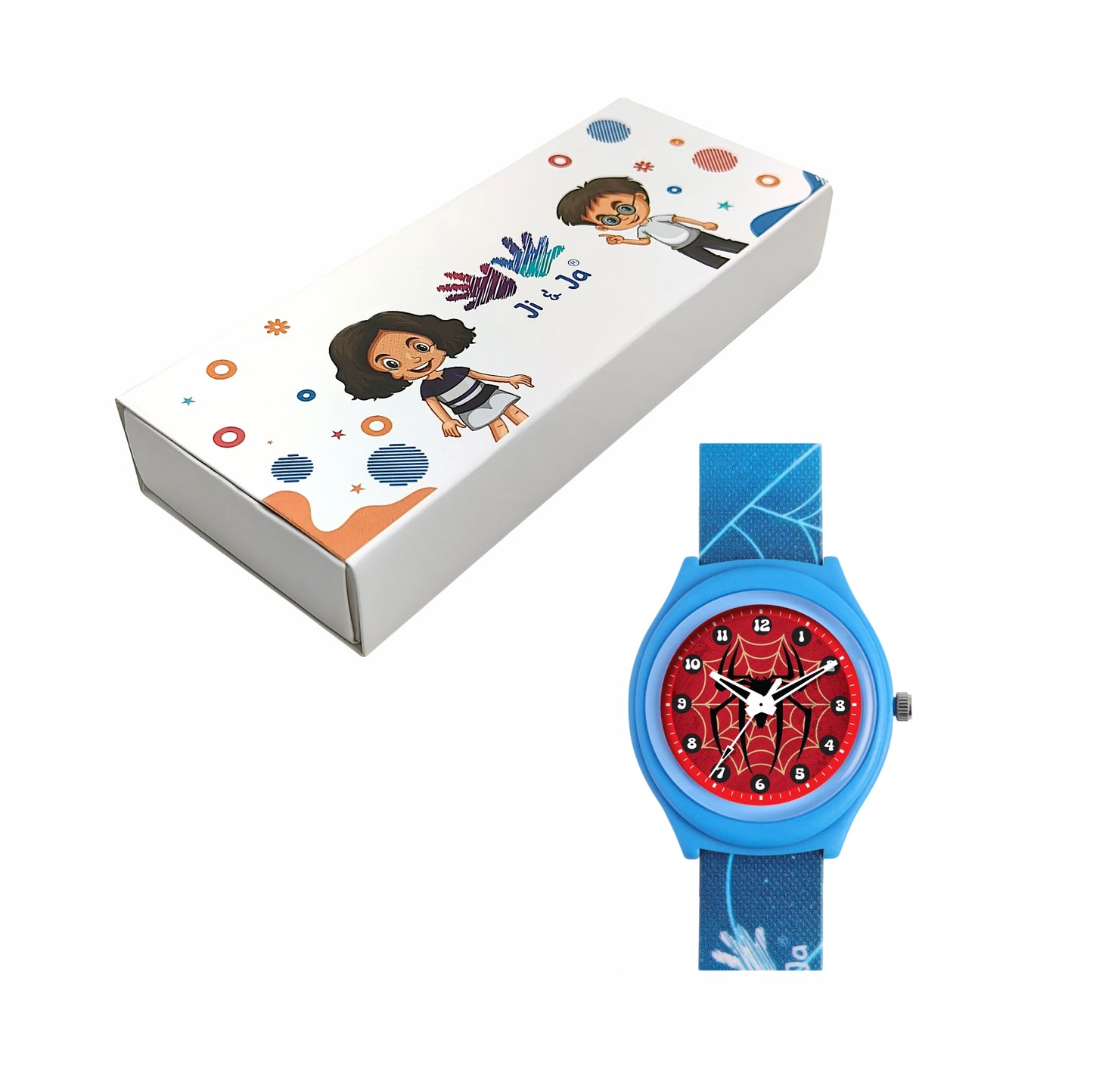 Kids’ Blue Spider Web Theme Analog Watch with Silicone Strap - JJ217