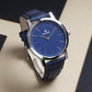 Men's Blue Croco Leather Strap  With Silver Case Analog Watch BSM001B