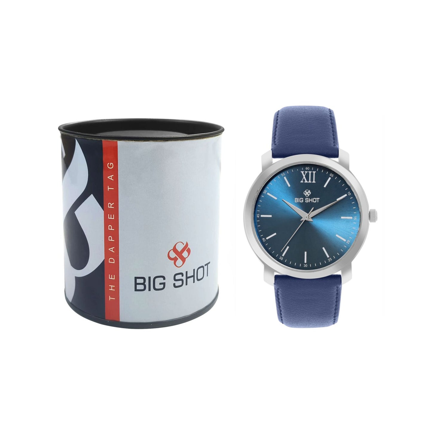 Men’s Stylish Blue Dial Analog Watch with Premium Blue Leather Strap