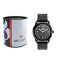 Men’s Analog Watch – Black Dial with Textured Pattern & Black Strap - BSM008B