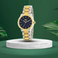 Women All Stainless Steel Gold Two Tone, Blue Shimmer Dial, Two Tone Gold Silver Stainless Steel Bracelet Watch LWWI103E