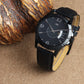 Men's Black Leather Strap Date Watch KLMO104A