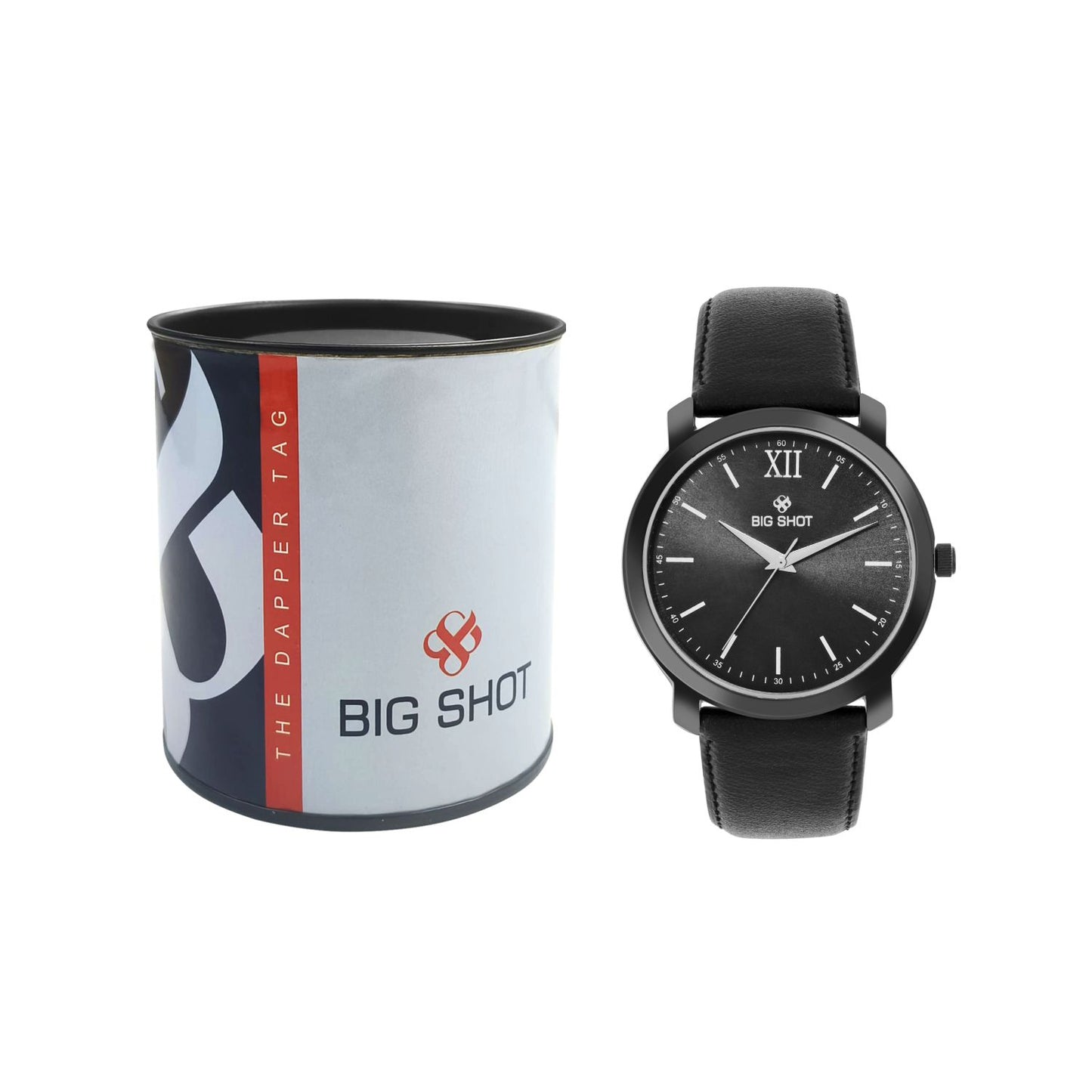 Men’s Classic Black Analog Watch with Leather Strap - BSM004C