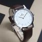 Men’s White Dial with Brown Leather Strap Classic Analog Watch - BSM002A
