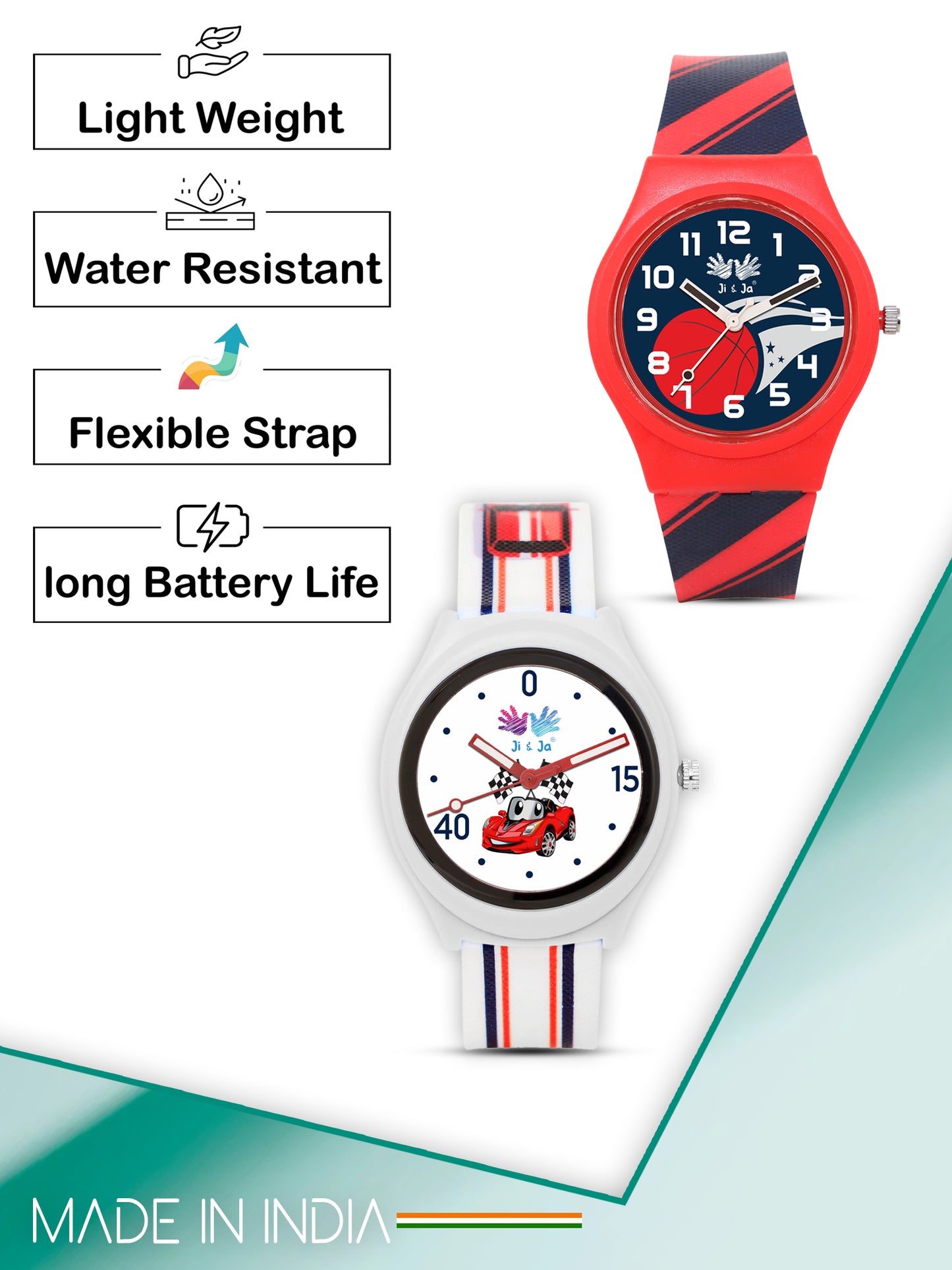 Kids’ Combo Pack Analog Watches – Basketball Theme & Racing Car Design - JJ113119