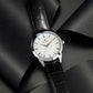 Men’s Silver Dial with Black Leather Strap Analog Watch - BSM068B