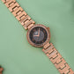 Dhyara Women’s Elegant Black Dial with Rose Gold Metal Strap & Crystal Bezel Watch - D004E