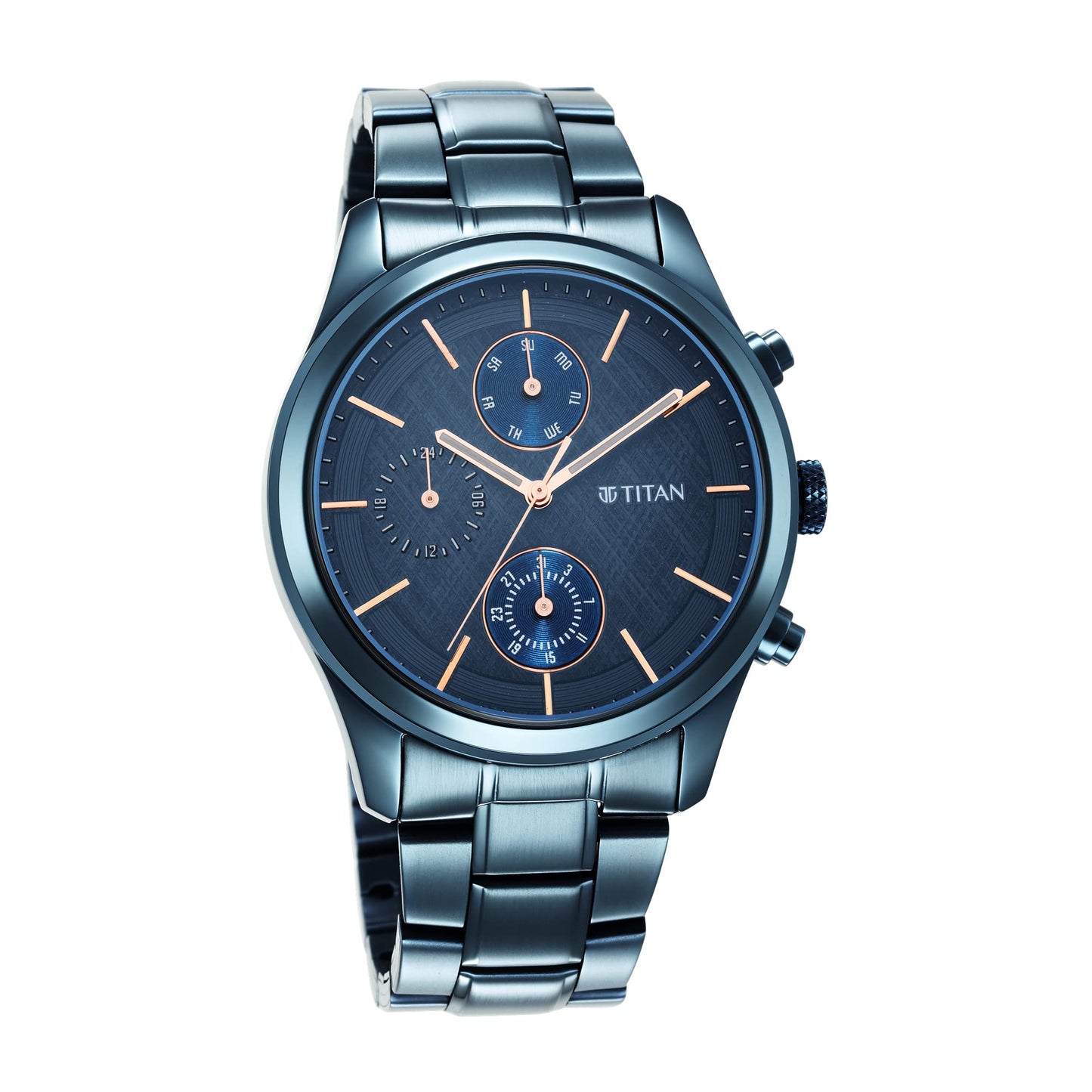 Analog Stainless Steel Watch Blue Dial and Band  for Men -1805QM01