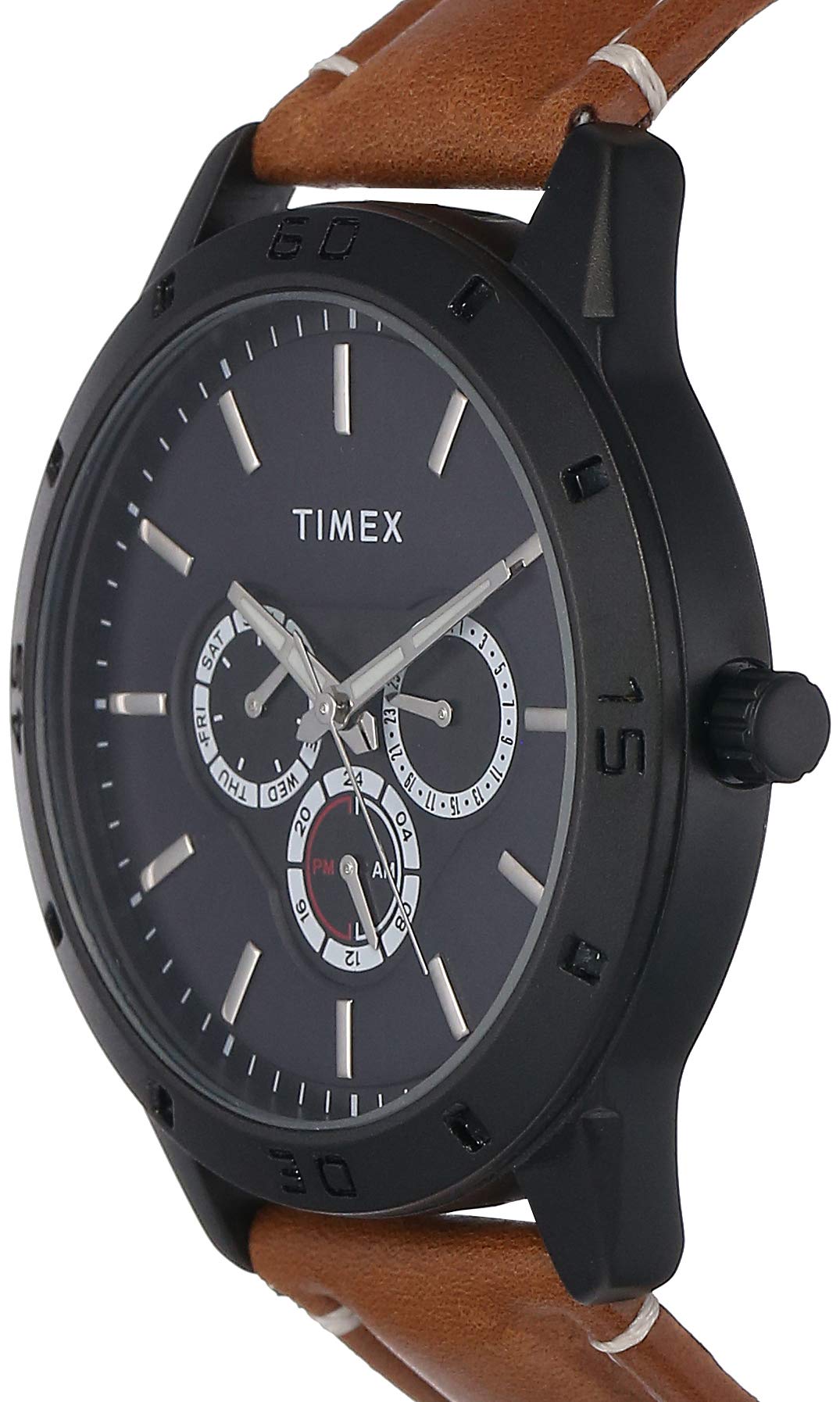 Analog Black Dial Men's Watch-TW000U913 Genuine Leather, brown Strap