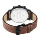 Black Dial Analog Watch for Men -3287NL01 Genuine Leather, Brown Strap