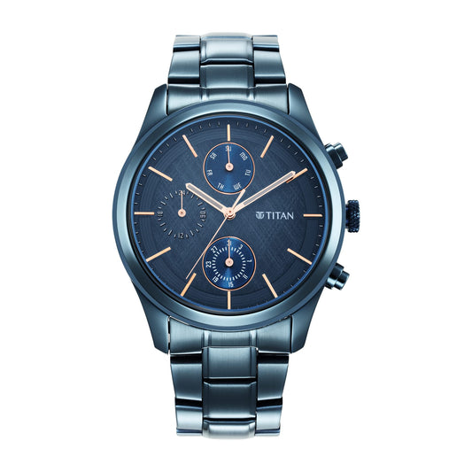 Analog Stainless Steel Watch Blue Dial and Band  for Men -1805QM01