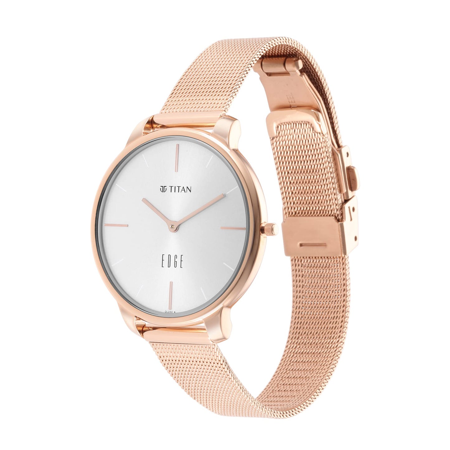 Analog Women Stainless Steel Ladies Edge Silver Dial Watch-2654Wm01/Nr2654Wm01, Band Color-Rose Gold