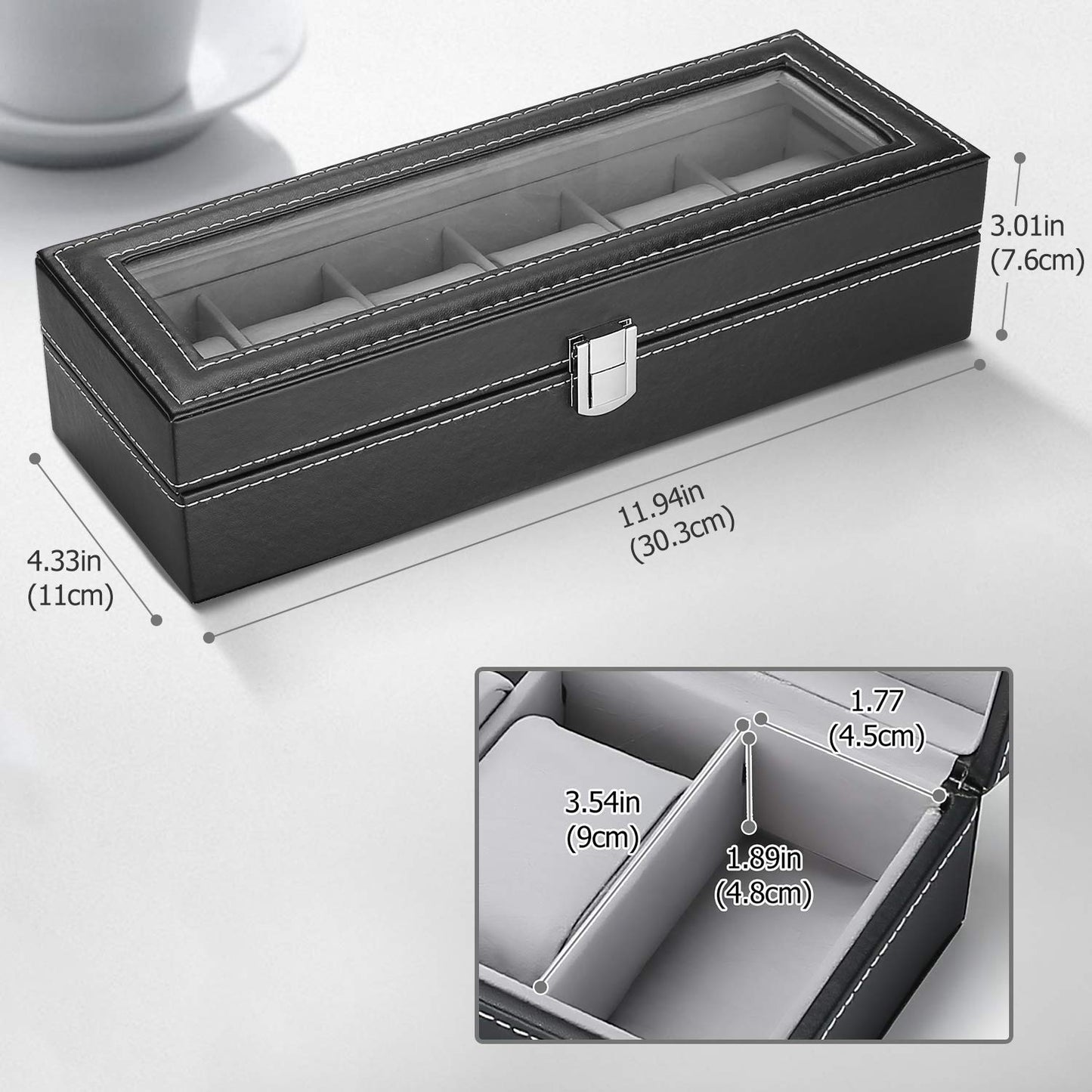 Wrist Watch Organizer Case In 6 Slots for  Men and Women