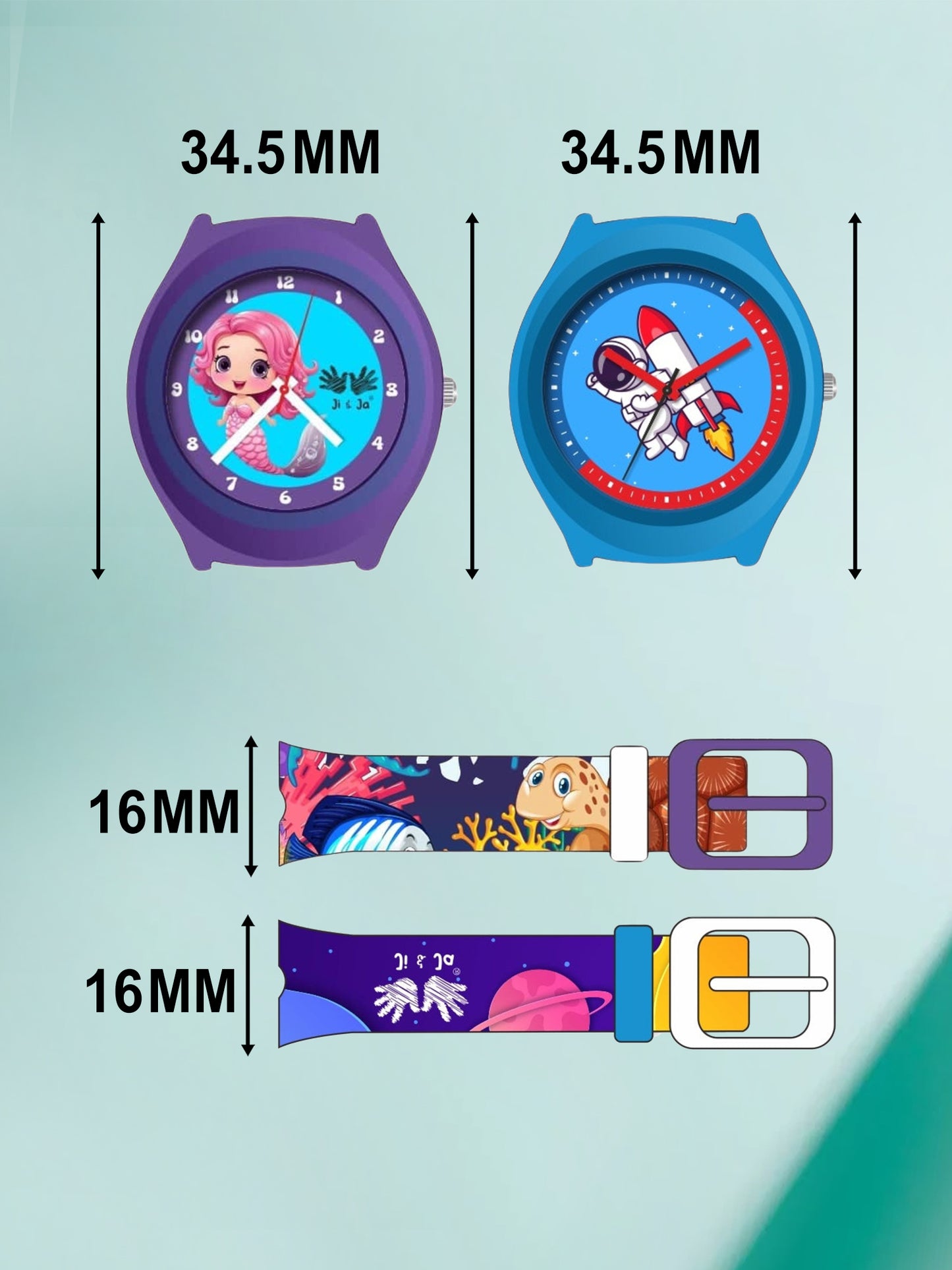 Kids’ Combo Pack Analog Watches – Astronaut Rocket Theme & Mermaid Cartoon Design - JJ115118
