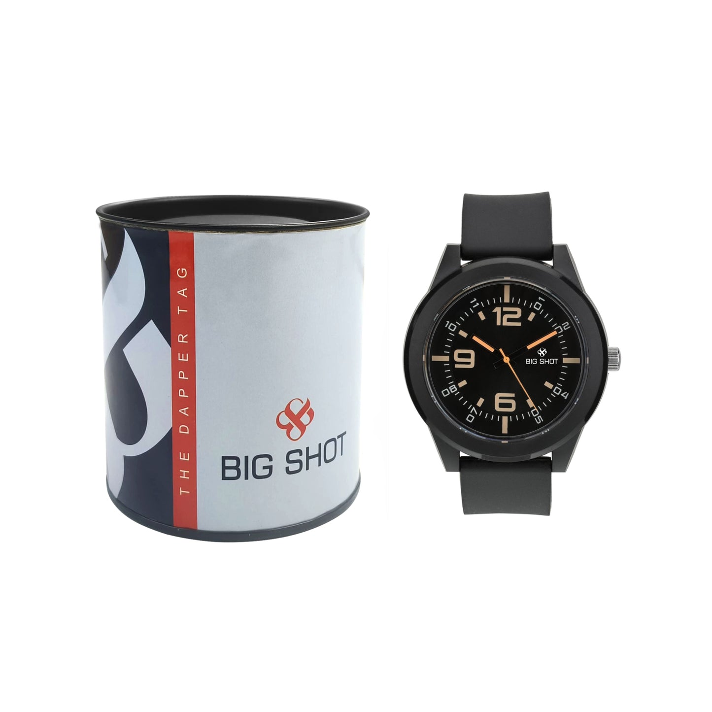Men’s Black Dial Analog Watch with Golden Numerals & Black Silicone Strap - BSM021A