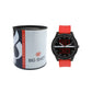 Men’s Sporty Black Dial with Red Silicone Strap Analog Watch - BSM020F