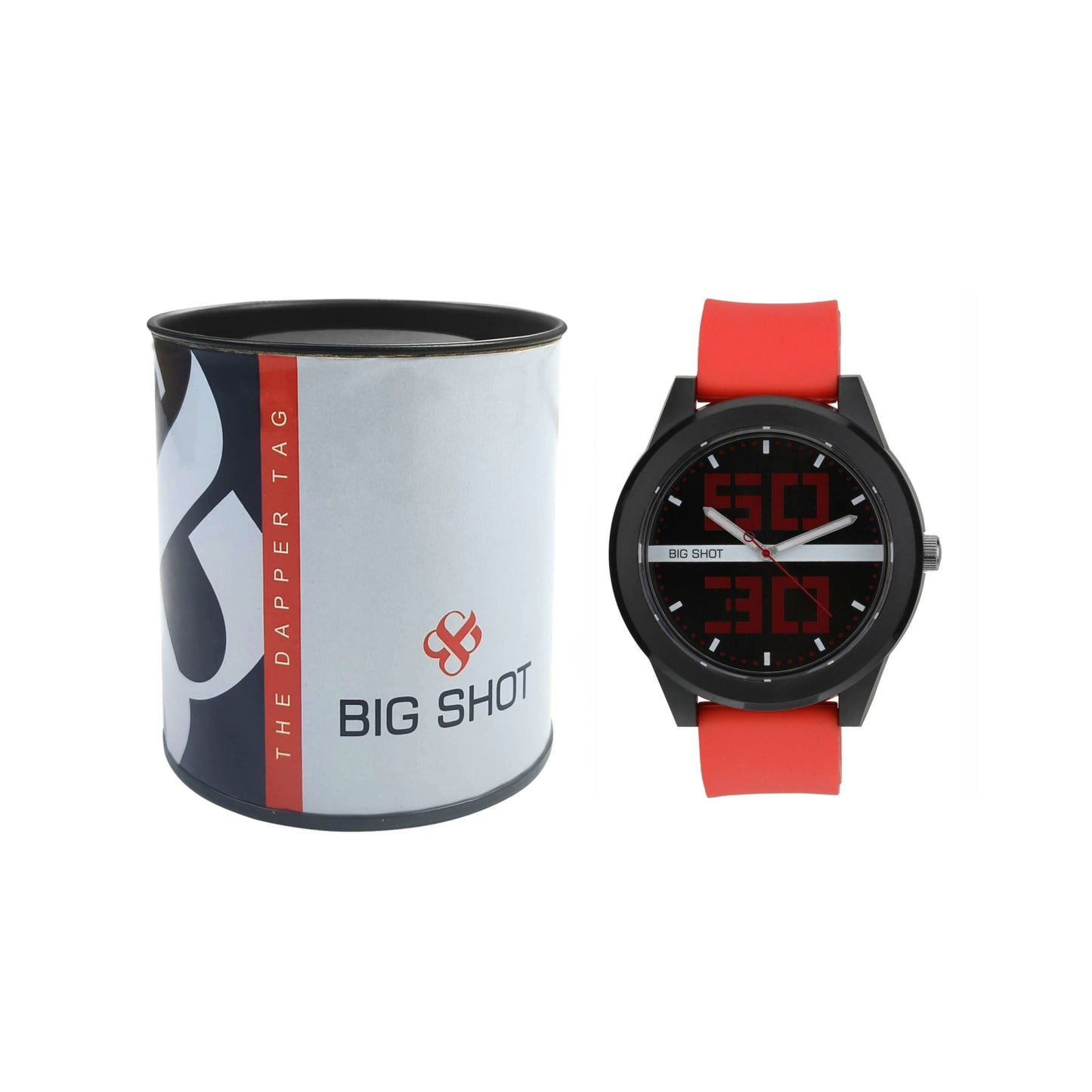Men’s Sporty Black Dial with Red Silicone Strap Analog Watch - BSM020F