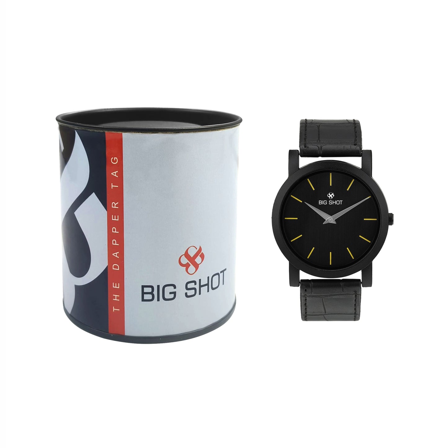 Men’s Black Dial Minimalist Analog Watch with Leather Strap - BSM015H