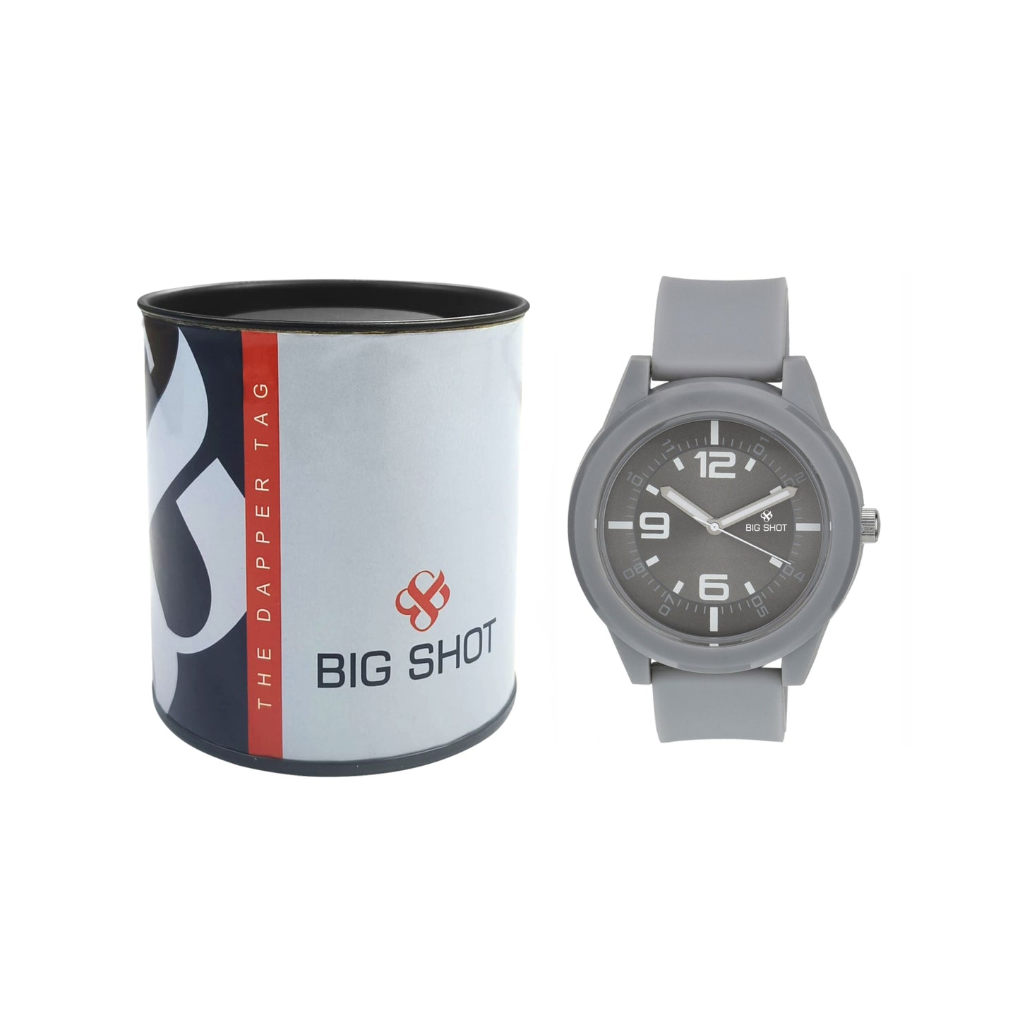 Men’s Grey Analog Watch with Bold Dial & Silicone Strap - BSM021B