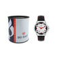 Men’s White Dial with Black Leather Strap Analog Watch - BSM073A