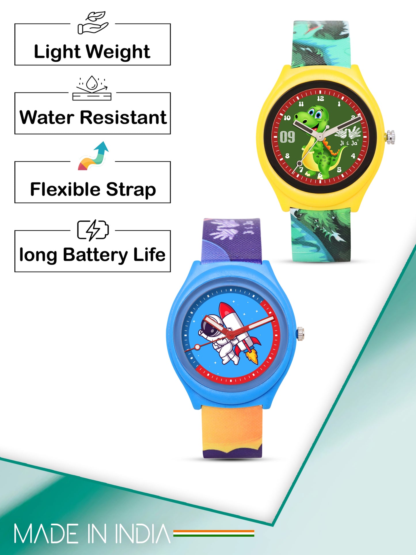Kids’ Combo Pack Analog Watches – Astronaut Rocket Theme & Dinosaur Design - JJ115120